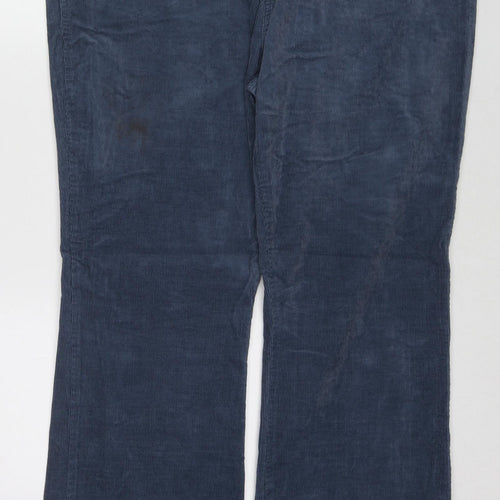 Marks and Spencer Womens Blue Cotton Trousers Size 20 L31 in Regular Zip