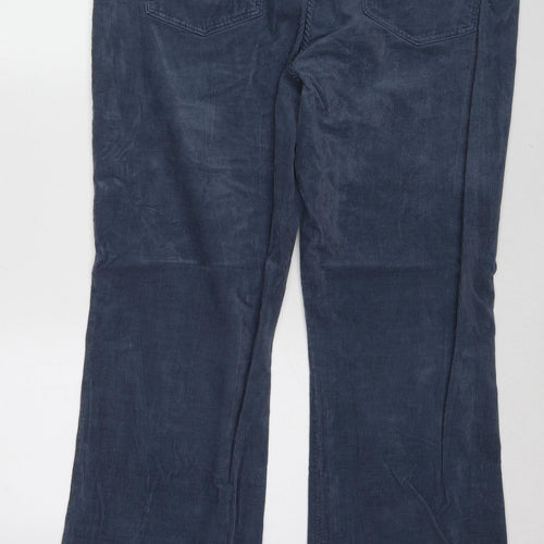 Marks and Spencer Womens Blue Cotton Trousers Size 20 L31 in Regular Zip