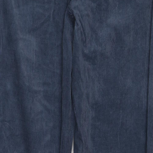 Marks and Spencer Womens Blue Cotton Trousers Size 20 L31 in Regular Zip