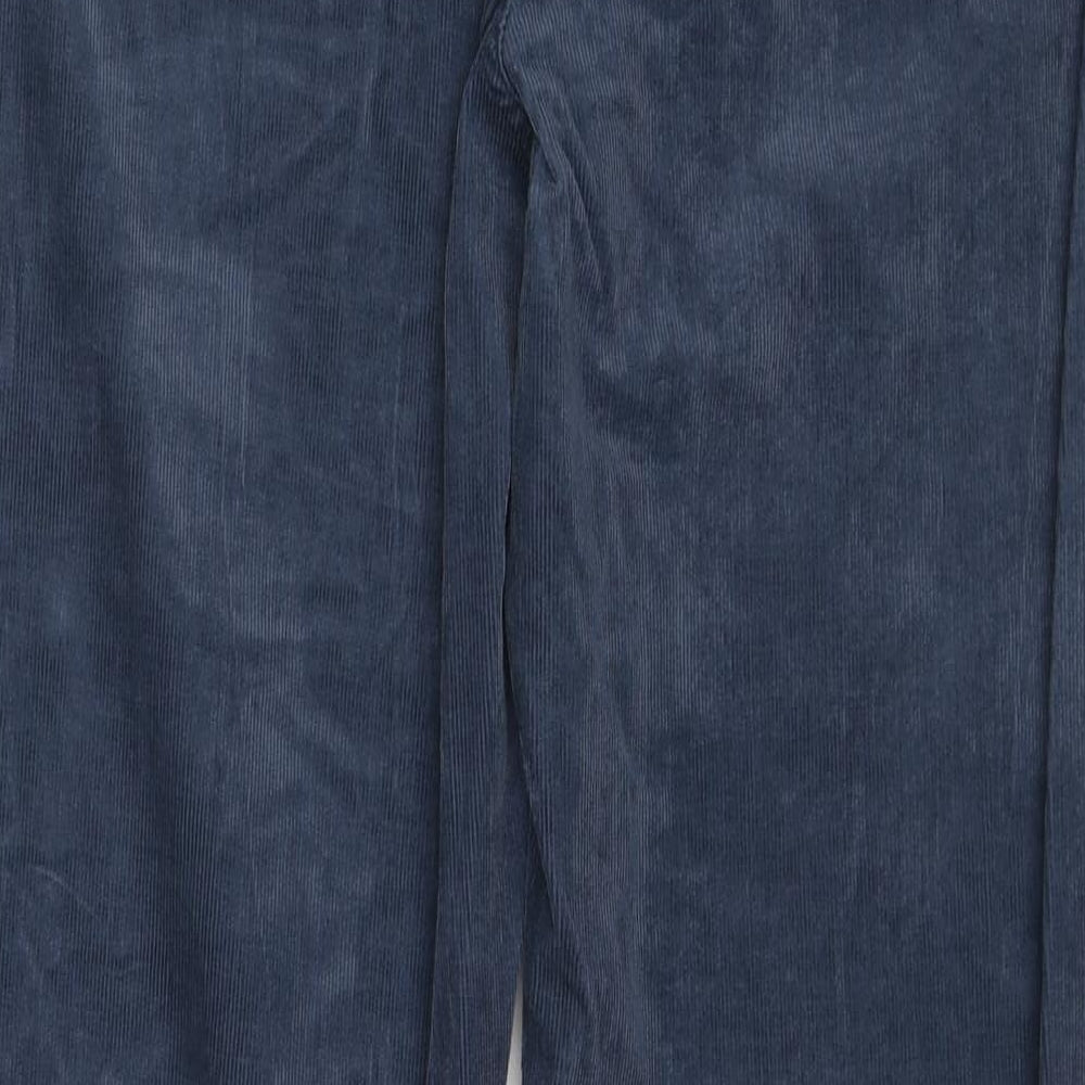 Marks and Spencer Womens Blue Cotton Trousers Size 20 L31 in Regular Zip