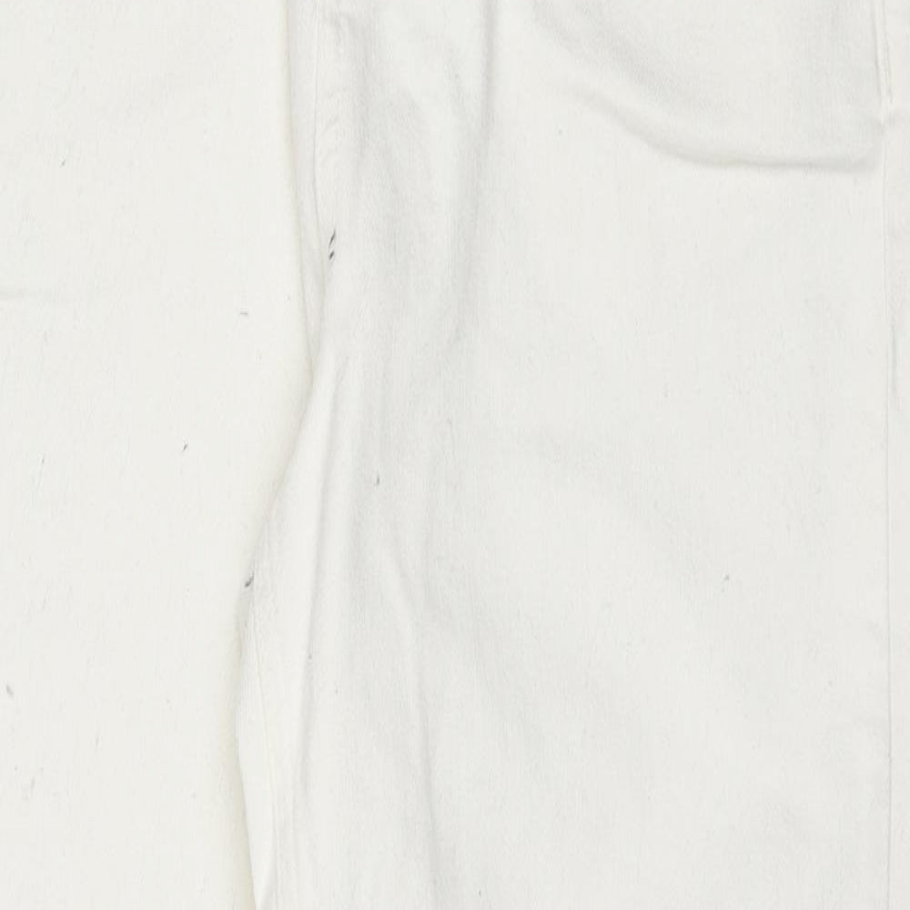 Marks and Spencer Womens White Cotton Tapered Jeans Size 14 L26 in Regular Zip