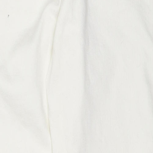 Marks and Spencer Womens White Cotton Tapered Jeans Size 14 L26 in Regular Zip