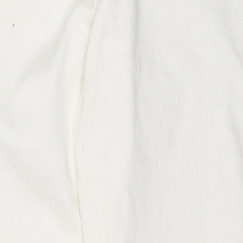 Marks and Spencer Womens White Cotton Tapered Jeans Size 14 L26 in Regular Zip