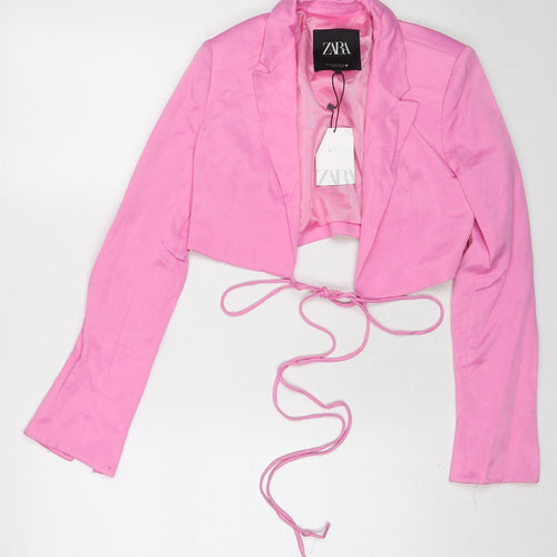 Zara Womens Pink Jacket Blazer Size XS Tie
