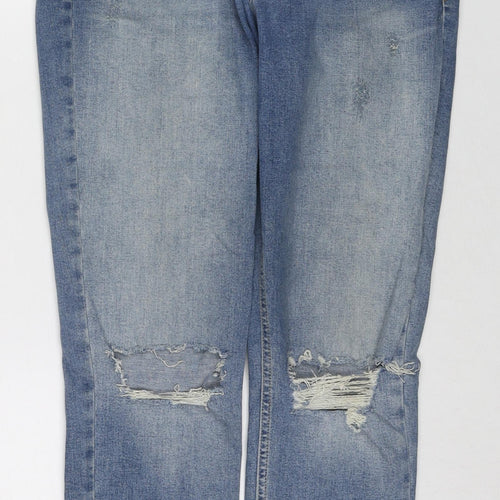 Topshop Womens Blue Cotton Tapered Jeans Size 30 L28 in Regular Zip