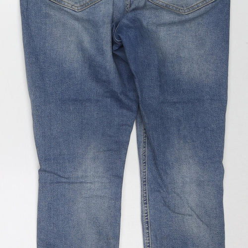 Topshop Womens Blue Cotton Tapered Jeans Size 30 L28 in Regular Zip