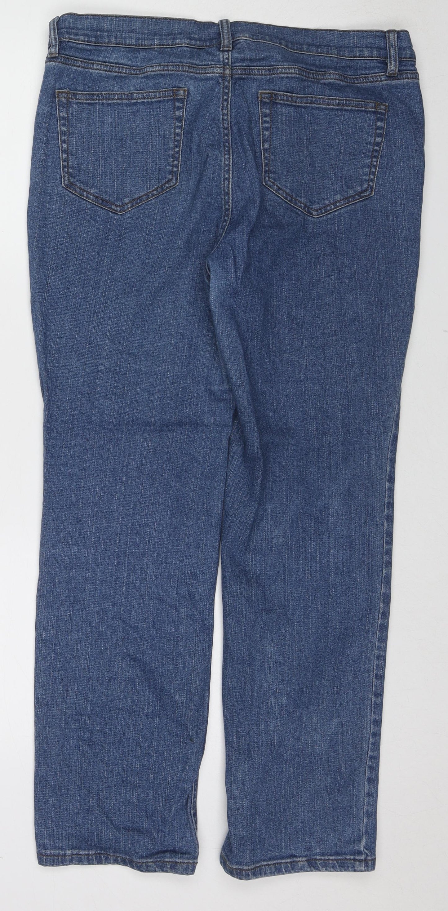 D&Co. Womens Blue Cotton Straight Jeans Size 18 L28 in Regular Zip
