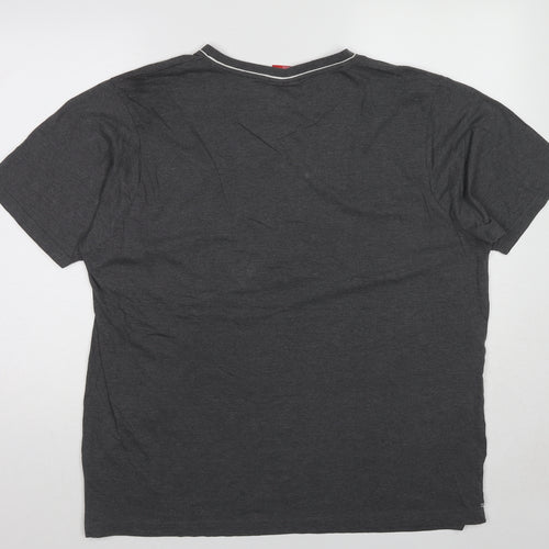 Slazenger Mens Grey Cotton T-Shirt Size XL V-Neck
