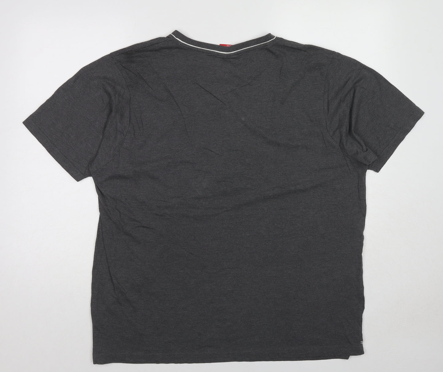 Slazenger Mens Grey Cotton T-Shirt Size XL V-Neck