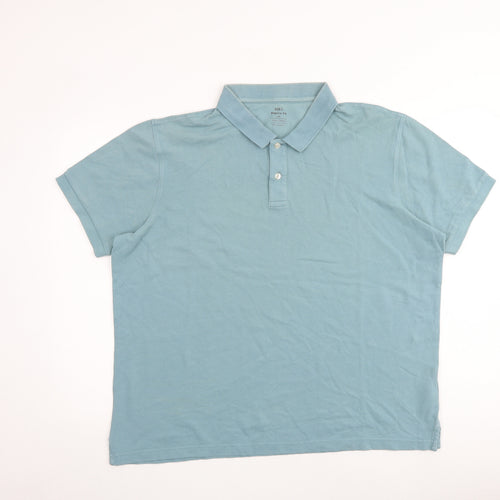 Marks and Spencer Mens Blue 100% Cotton Polo Size 2XL Collared Button