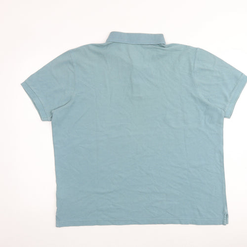 Marks and Spencer Mens Blue 100% Cotton Polo Size 2XL Collared Button