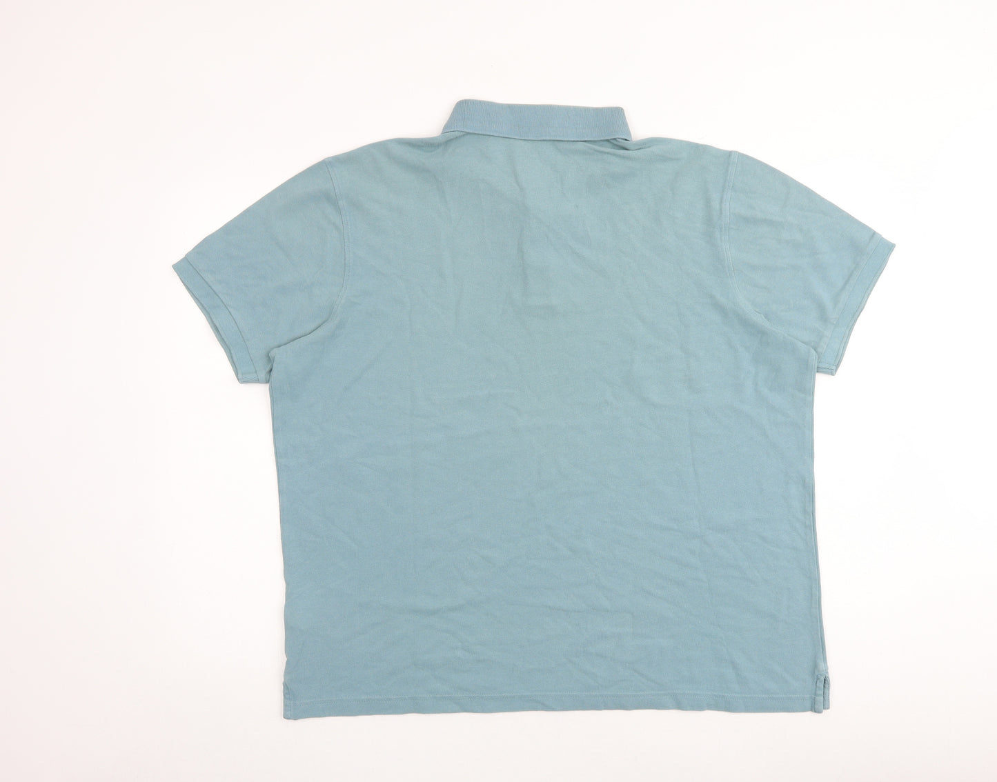 Marks and Spencer Mens Blue 100% Cotton Polo Size 2XL Collared Button