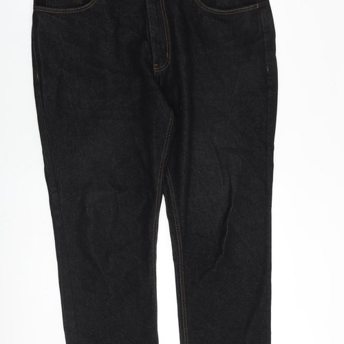 George Mens Black Cotton Straight Jeans Size 38 in L30 in Regular Zip