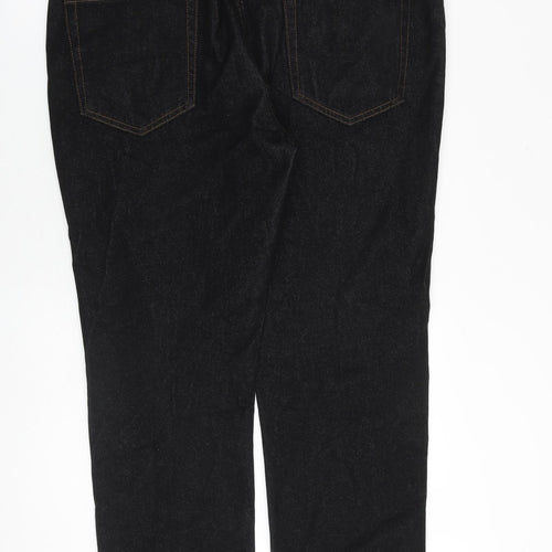 George Mens Black Cotton Straight Jeans Size 38 in L30 in Regular Zip