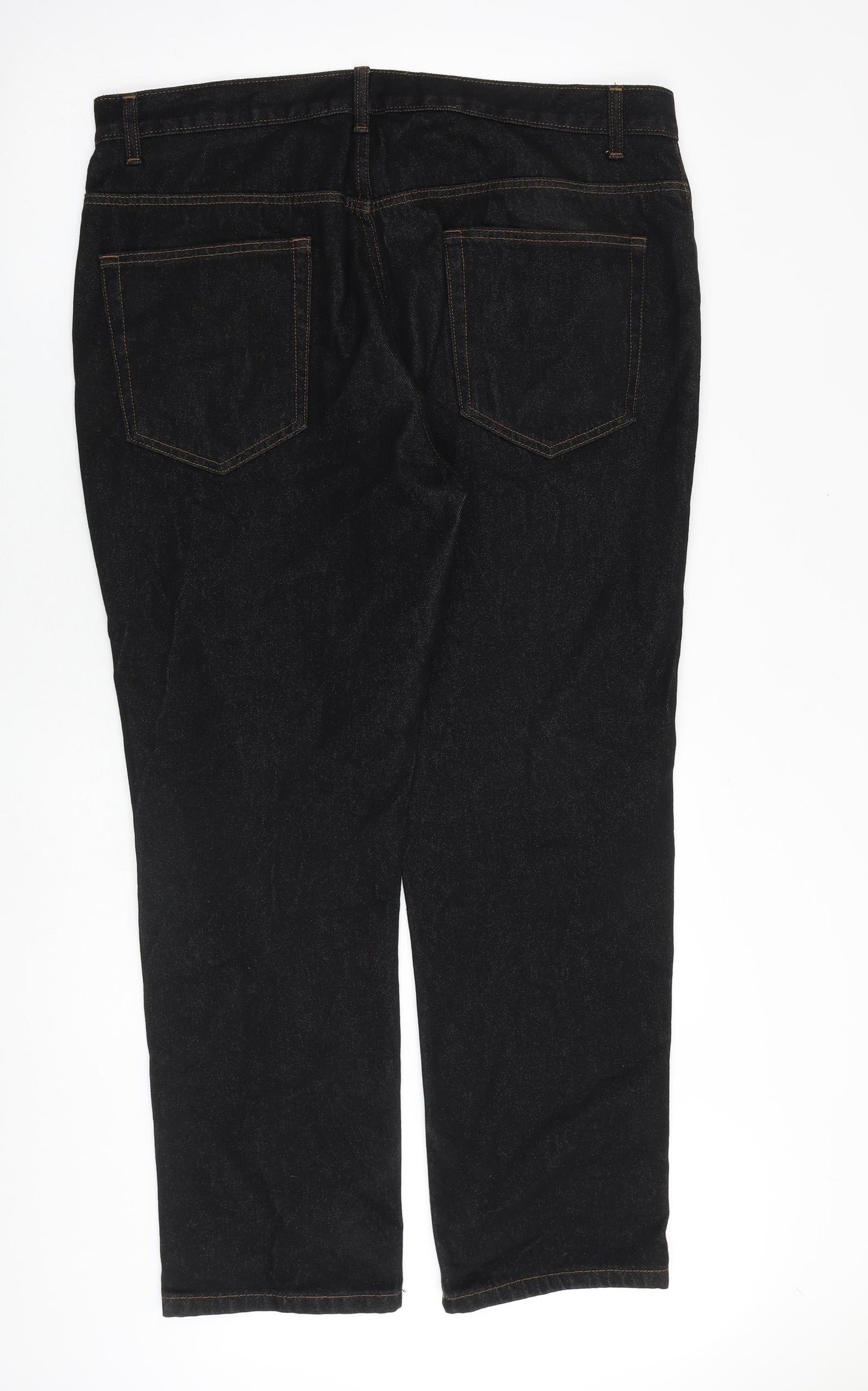 George Mens Black Cotton Straight Jeans Size 38 in L30 in Regular Zip