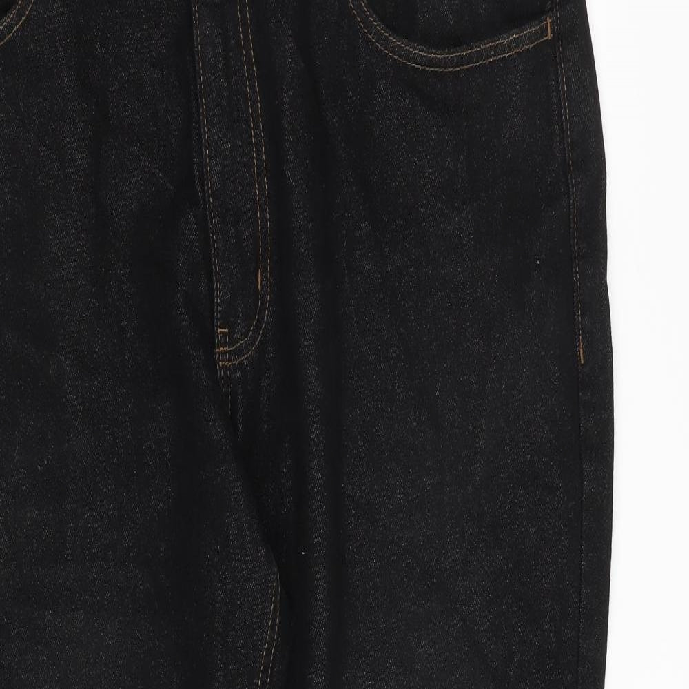 George Mens Black Cotton Straight Jeans Size 38 in L30 in Regular Zip