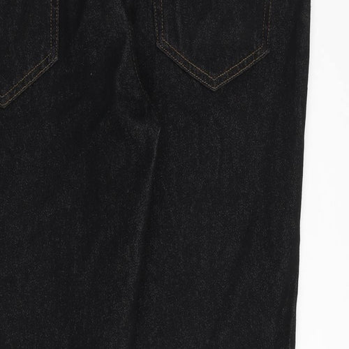 George Mens Black Cotton Straight Jeans Size 38 in L30 in Regular Zip