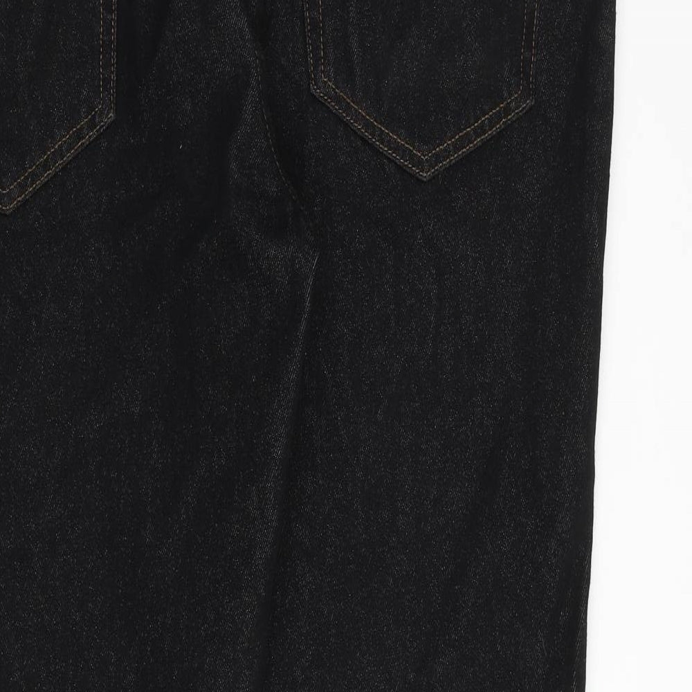 George Mens Black Cotton Straight Jeans Size 38 in L30 in Regular Zip