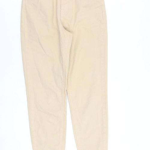 Pieces Womens Beige Cotton Tapered Jeans Size S L28 in Regular Zip