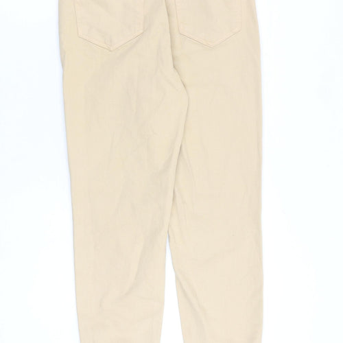 Pieces Womens Beige Cotton Tapered Jeans Size S L28 in Regular Zip