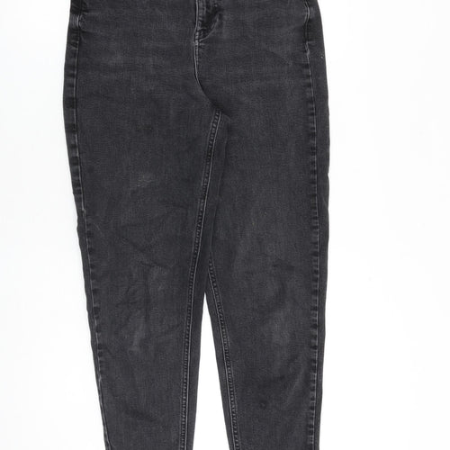 Marks and Spencer Womens Grey Cotton Tapered Jeans Size 10 L29 in Regular Zip