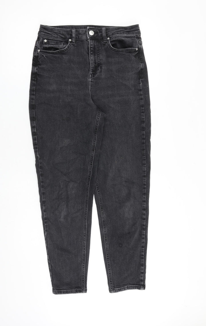 Marks and Spencer Womens Grey Cotton Tapered Jeans Size 10 L29 in Regular Zip