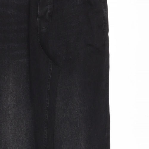 Denim & Co. Mens Black Cotton Straight Jeans Size 34 in L34 in Regular Button