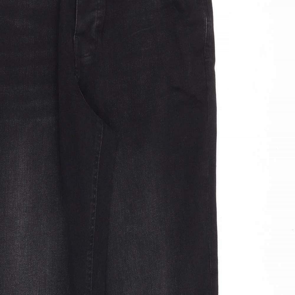 Denim & Co. Mens Black Cotton Straight Jeans Size 34 in L34 in Regular Button