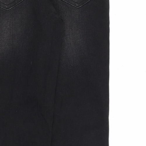 Denim & Co. Mens Black Cotton Straight Jeans Size 34 in L34 in Regular Button