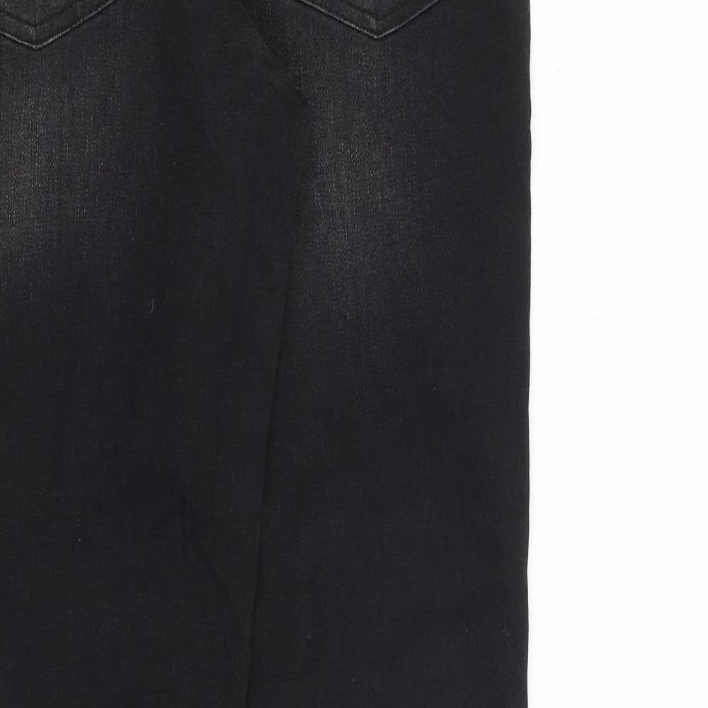 Denim & Co. Mens Black Cotton Straight Jeans Size 34 in L34 in Regular Button