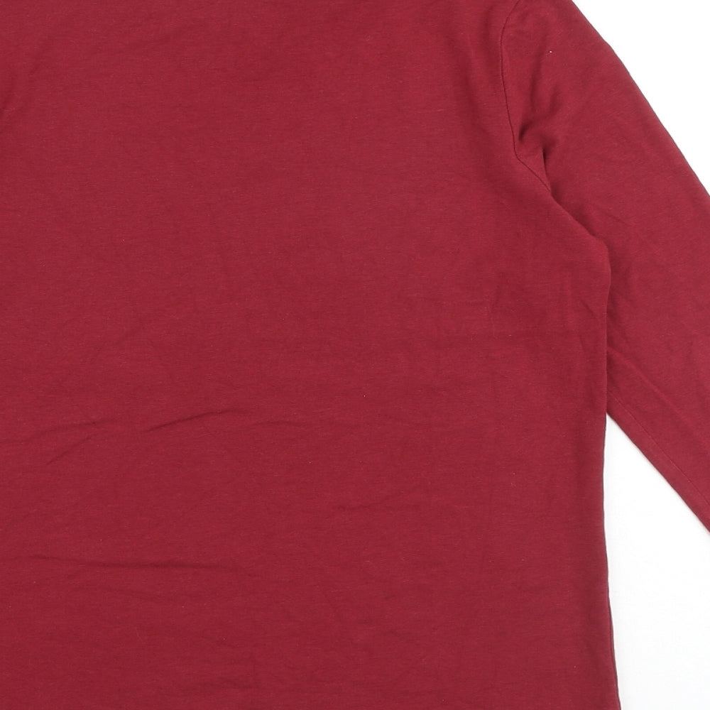 M&Co Womens Red Cotton Basic T-Shirt Size 14 Round Neck