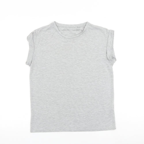 Silent Theory Womens Grey Cotton Basic T-Shirt Size 8 Round Neck