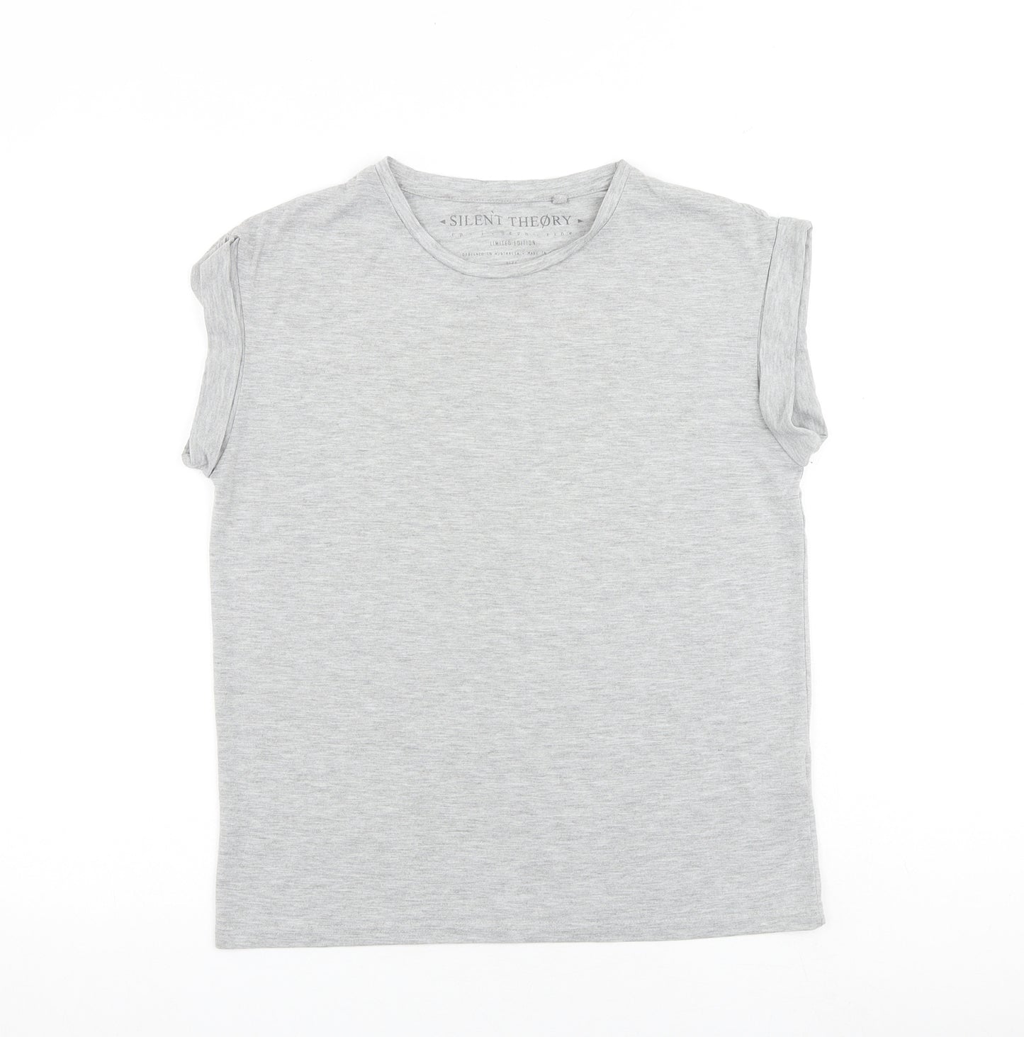 Silent Theory Womens Grey Cotton Basic T-Shirt Size 8 Round Neck