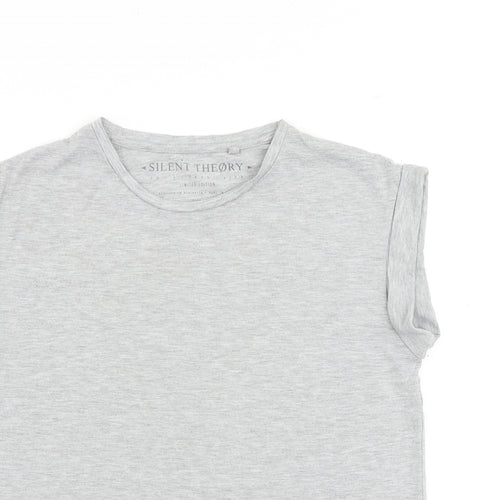 Silent Theory Womens Grey Cotton Basic T-Shirt Size 8 Round Neck