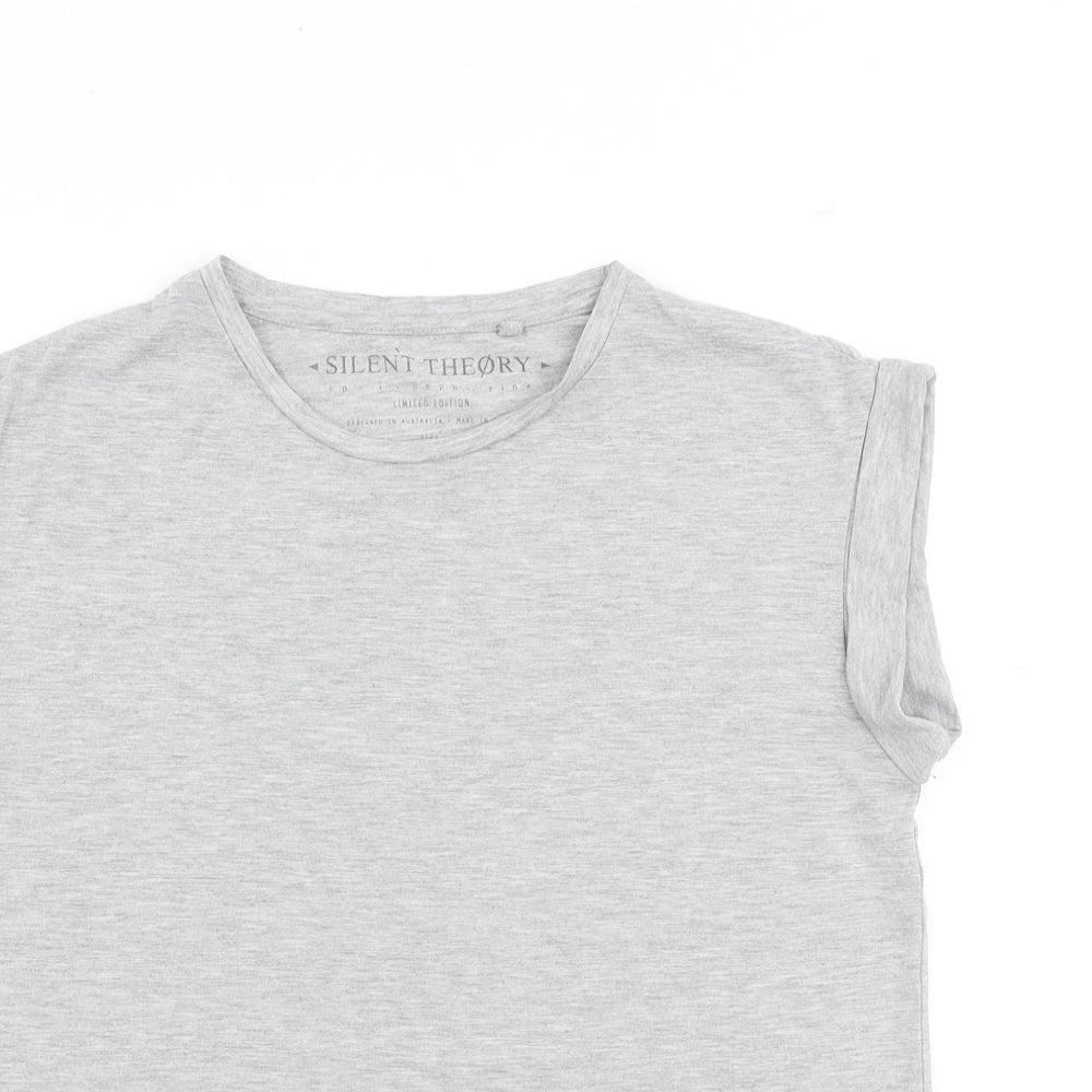 Silent Theory Womens Grey Cotton Basic T-Shirt Size 8 Round Neck