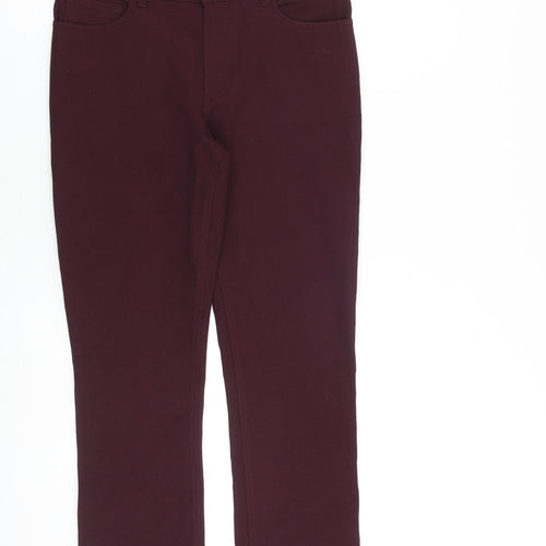 Jigsaw Womens Red Viscose Trousers Size 8 L27 in Regular Zip