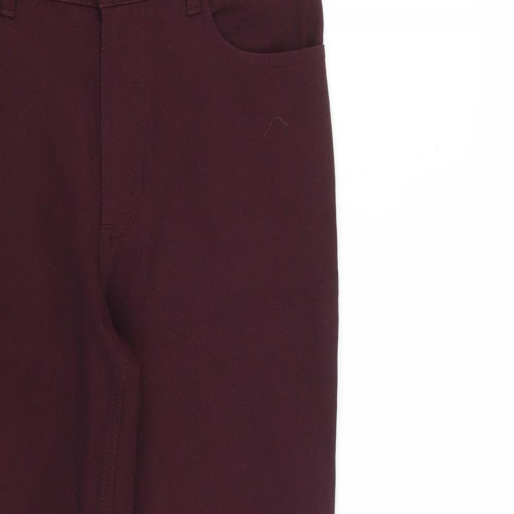 Jigsaw Womens Red Viscose Trousers Size 8 L27 in Regular Zip
