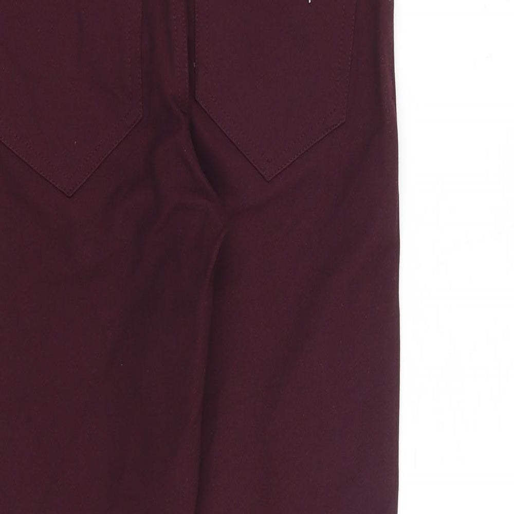 Jigsaw Womens Red Viscose Trousers Size 8 L27 in Regular Zip