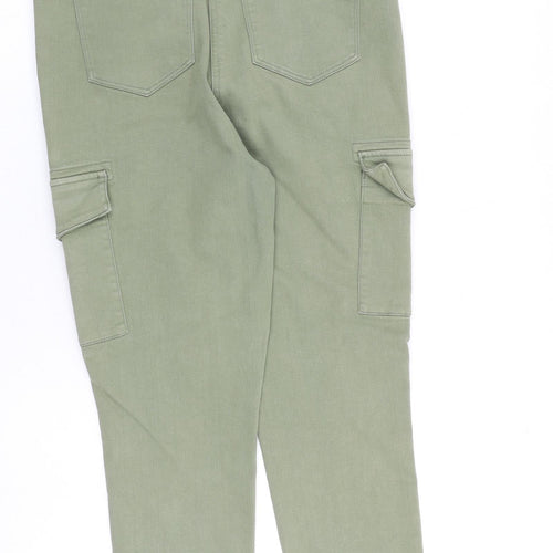 Papaya Womens Green Cotton Tapered Jeans Size 12 L26 in Regular Zip - Cargo