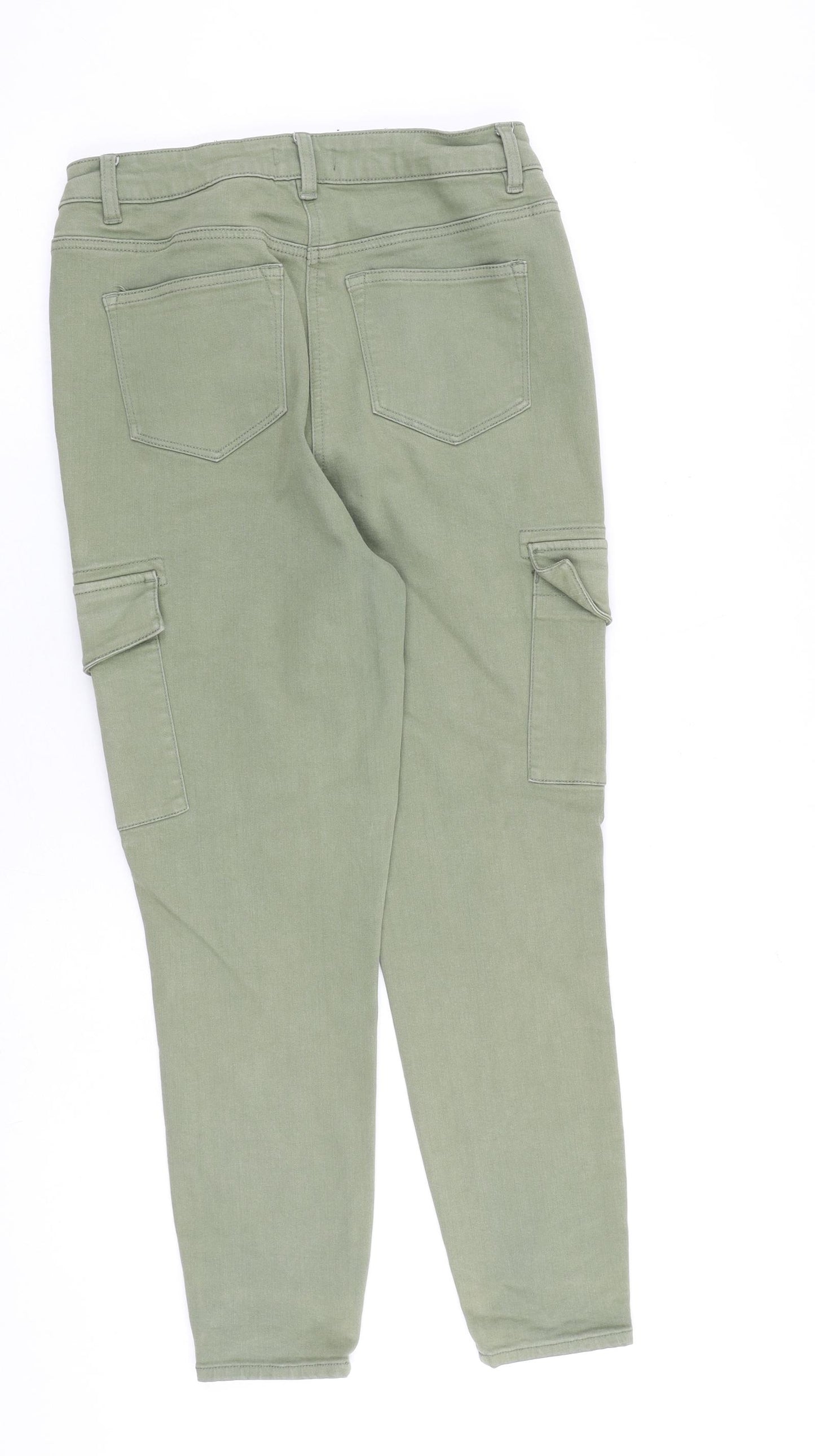Papaya Womens Green Cotton Tapered Jeans Size 12 L26 in Regular Zip - Cargo
