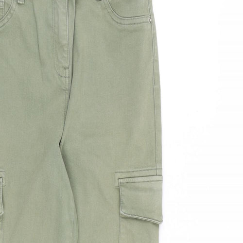 Papaya Womens Green Cotton Tapered Jeans Size 12 L26 in Regular Zip - Cargo