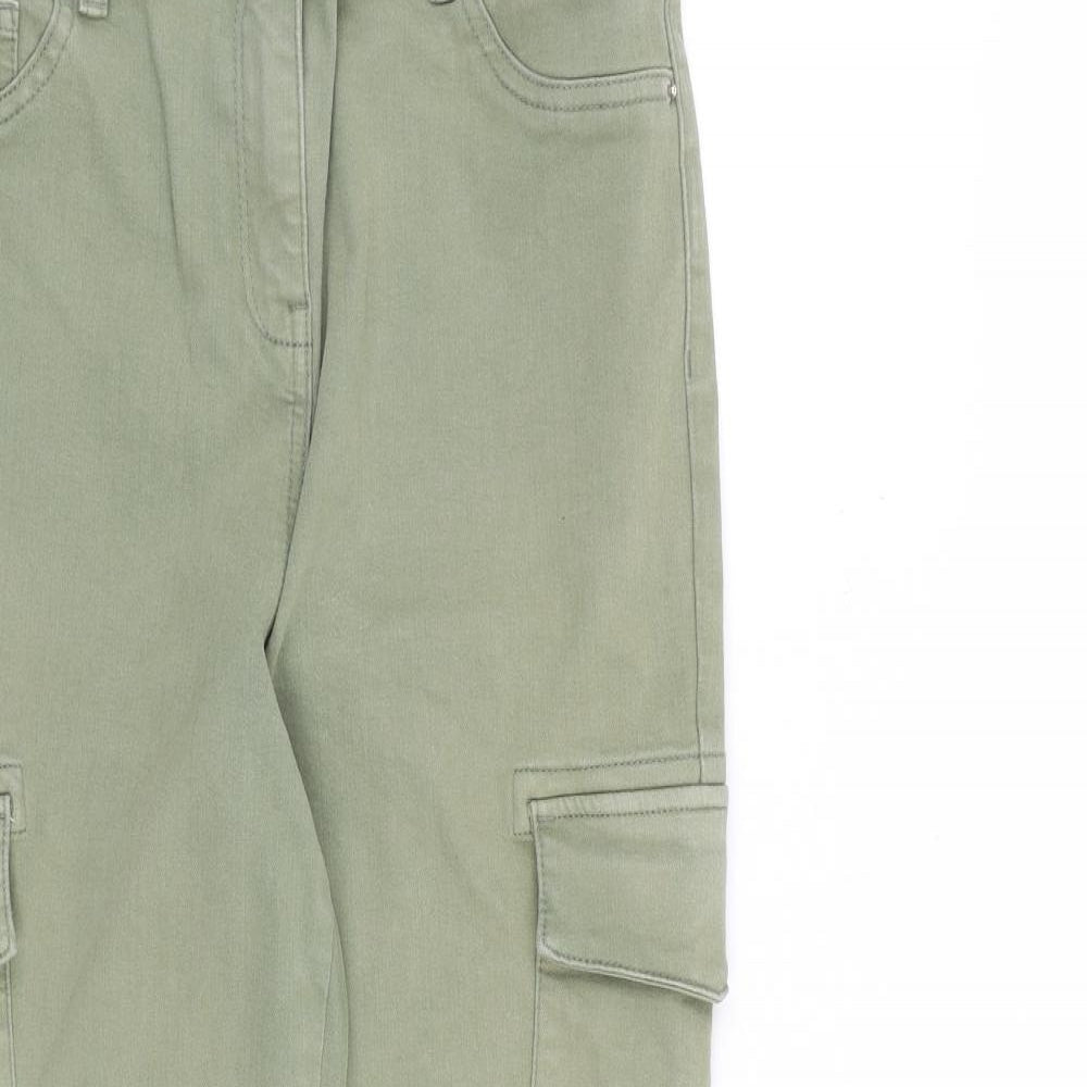Papaya Womens Green Cotton Tapered Jeans Size 12 L26 in Regular Zip - Cargo
