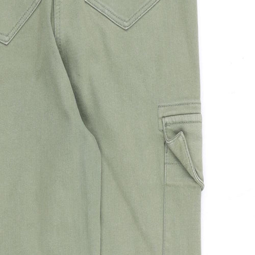 Papaya Womens Green Cotton Tapered Jeans Size 12 L26 in Regular Zip - Cargo