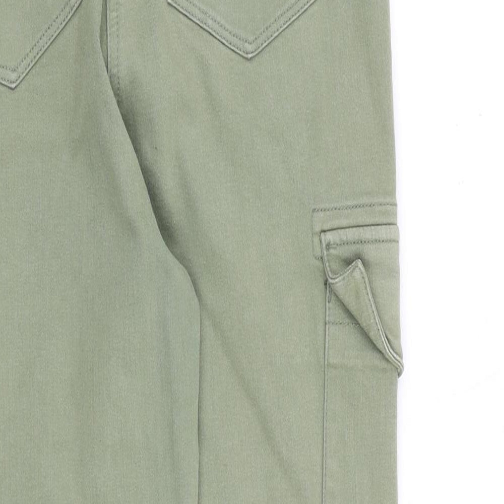 Papaya Womens Green Cotton Tapered Jeans Size 12 L26 in Regular Zip - Cargo