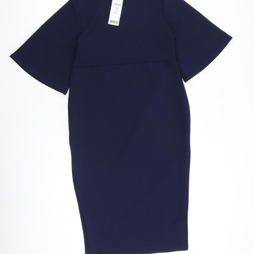Boohoo Womens Blue Polyester Shift Size 8 Round Neck Pullover