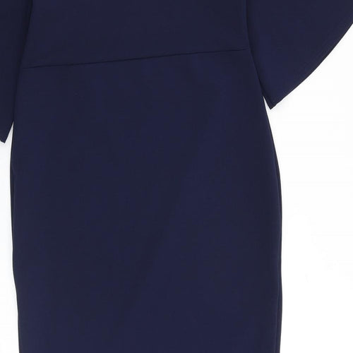 Boohoo Womens Blue Polyester Shift Size 8 Round Neck Pullover