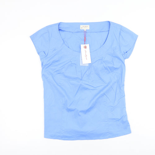 Vacknox Womens Blue Cotton Basic T-Shirt Size 12 Scoop Neck