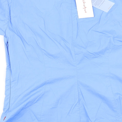 Vacknox Womens Blue Cotton Basic T-Shirt Size 12 Scoop Neck