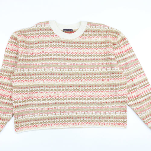 Marks and Spencer Womens Multicoloured Crew Neck Geometric Acrylic Pullover Jumper Size XL