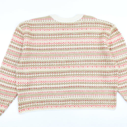 Marks and Spencer Womens Multicoloured Crew Neck Geometric Acrylic Pullover Jumper Size XL